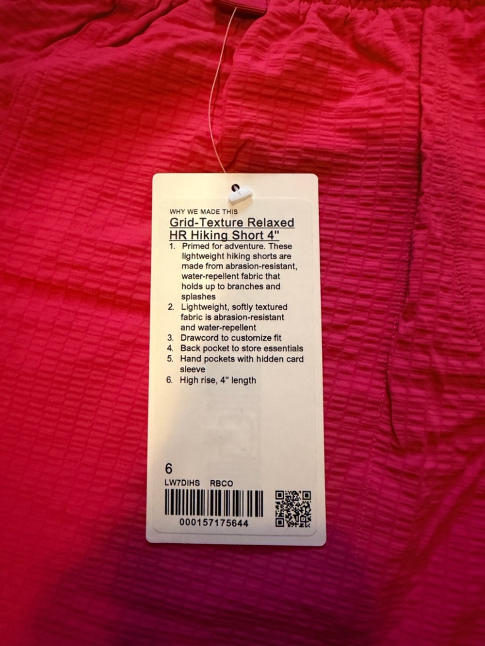 NWT lululemon athletica GRID-texture relaxed JR hiking short 4” - Picture 5 of 7
